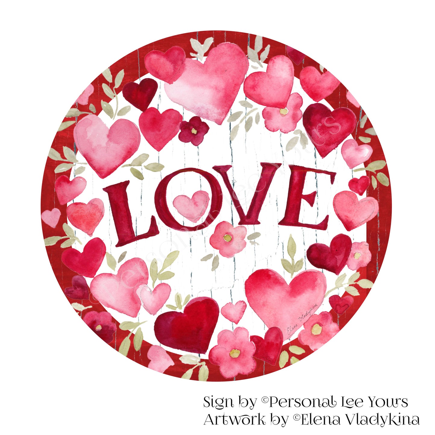 Elena Vladykina Exclusive Sign * Hearts And Flowers Valentine * Round * Lightweight Metal