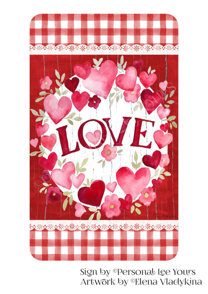 Elena Vladykina Exclusive Sign * Hearts And Flowers Valentine * Vertical * 4 Sizes * Lightweight Metal