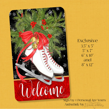 Nicole Tamarin Exclusive Sign * Welcome Holly Skates * Christmas * 4 Sizes * Lightweight Metal