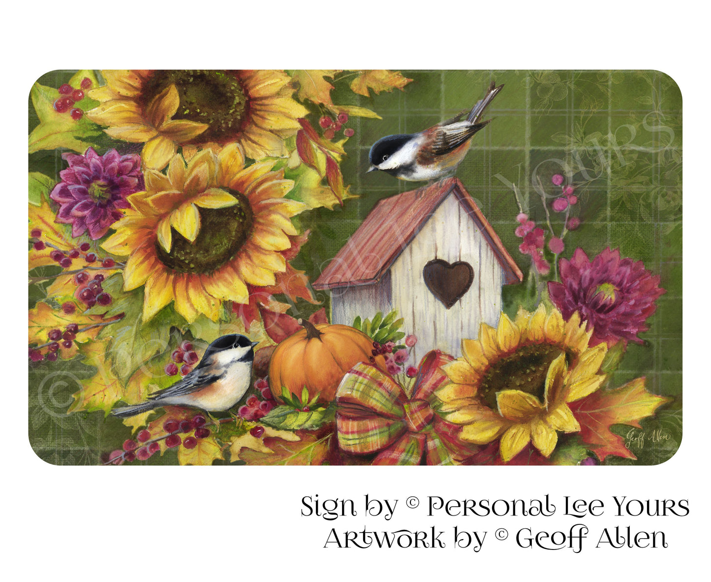 Geoff Allen Exclusive Sign * Sunflower Birdhouse * Horizontal * 3 Sizes * Lightweight Metal