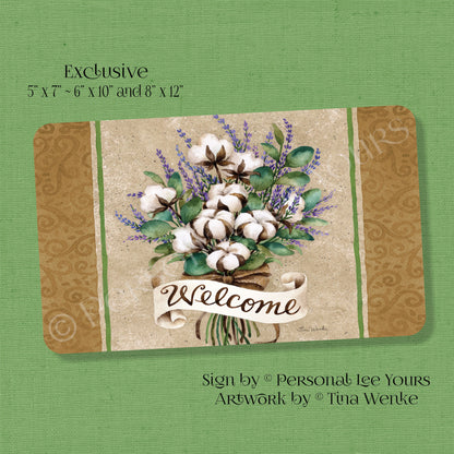 Tina Wenke Exclusive Sign * Cotton Bouquet Welcome * Horizontal * 3 Sizes * Lightweight Metal