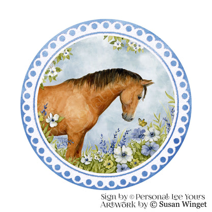 Susan Winget Exclusive Sign * Horse Blue Floral *  * Lightweight Metal
