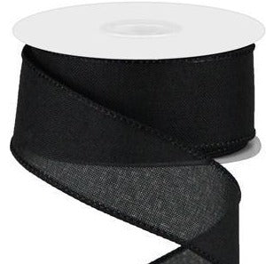 Wired Ribbon * Solid Black Canvas * 1.5" x 10 Yards * RG127802