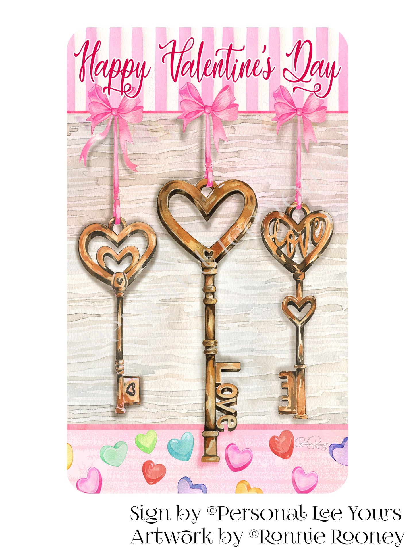 Ronnie Rooney Exclusive Sign * Keys Of Love * Valentine's Day * 3 Sizes * Lightweight Metal