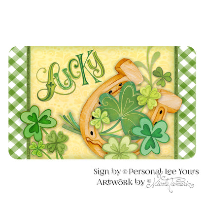 Nicole Tamarin Exclusive Sign * St. Patrick's Day * Lucky Horseshoe * Horizontal * 4 Sizes * Lightweight Metal