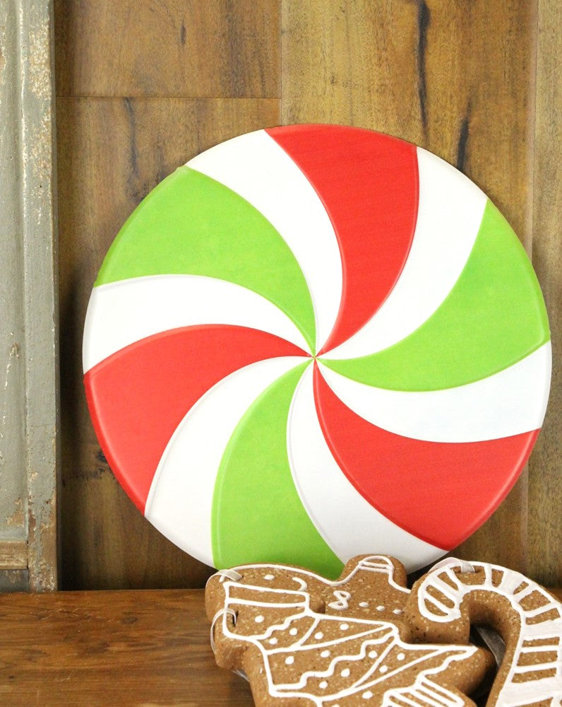 Wreath Accent * Peppermint Candy * Embossed Metal * 12" H  x 12" W * Lightweight * MD060031