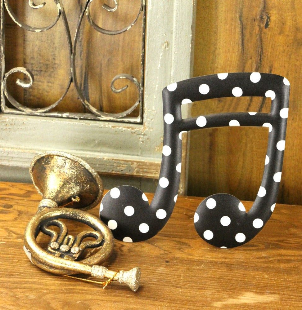 Wreath Accent * Polka Dot Double Music Note * Embossed Metal * 7" W  x 7" H * Lightweight * MD0755