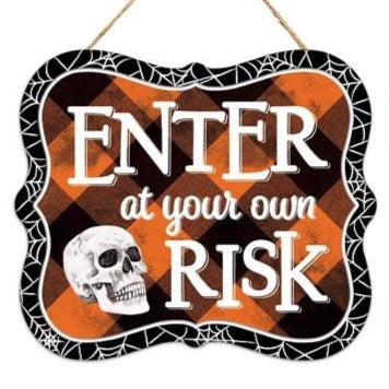 Wreath Accents * Halloween Assortment * Set of 3 Signs * 1 each  * Embossed Metal * 7" x 6" * Lightweight * MD0982