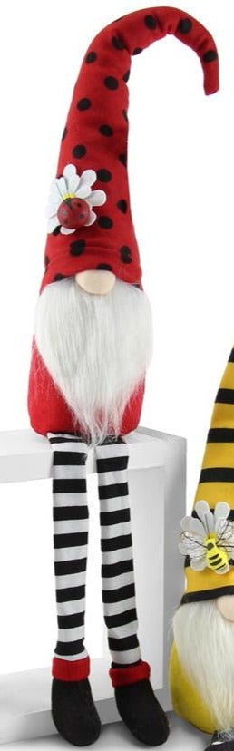 Plush Ladybug and Bee Sitting Gnomes * Set of 2 * 17.5" T x 4" W * 1 of Each Design * MZ1998