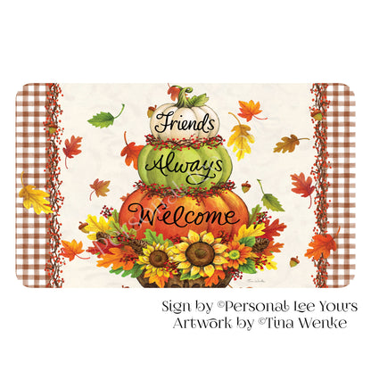Tina Wenke Exclusive Sign * Fall Pumpkin Topiary * Horizontal * 4 Sizes * Lightweight Metal