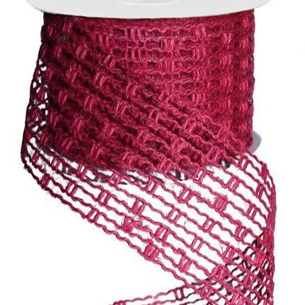 Wired Ribbon * Expandable Jute Mesh * Fuchsia  * 2.5' x 10 Yards * RA128307 * Expands up to 6" wide