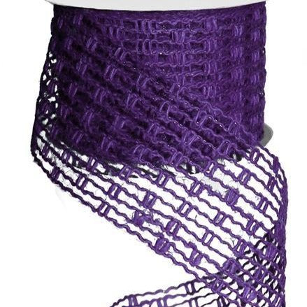 Wired Ribbon * Expandable Jute Mesh * Purple * 2.5" x 10 Yards * RA128323 * Expands up to 6" wide