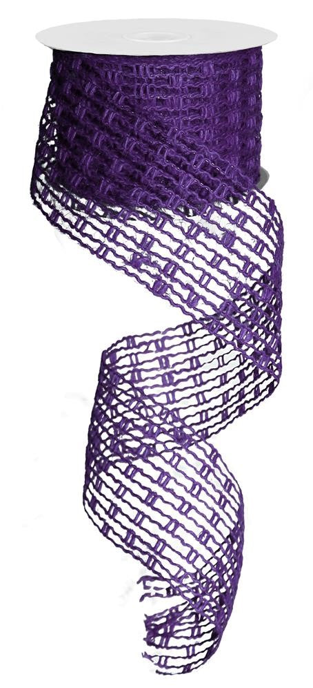 Wired Ribbon * Expandable Jute Mesh * Purple * 2.5" x 10 Yards * RA128323 * Expands up to 6" wide