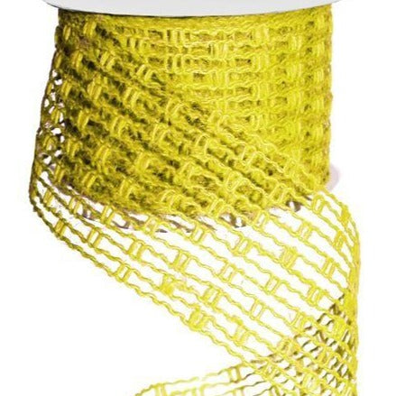Wired Ribbon * Expandable Jute Mesh * Yellow  * 2.5' x 10 Yards * RA128329 * Expands up to 6" wide