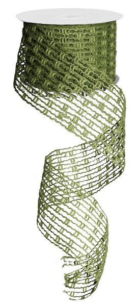 Wired Ribbon * Expandable Jute Mesh * Moss Green  * 2.5" x 10 Yards * RA128352 * Expands up to 6" wide