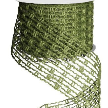 Wired Ribbon * Expandable Jute Mesh * Moss Green  * 2.5" x 10 Yards * RA128352 * Expands up to 6" wide