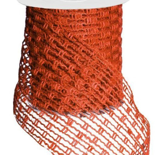 Wired Ribbon * Expandable Jute Mesh * Orange * 4" x 10 Yards * RA128420 * Expands up to 12" wide