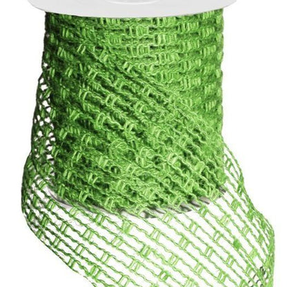 Wired Ribbon * Expandable Jute Mesh * Lime Green * 4" x 10 Yards * RA128433 * Expands up to 12" wide