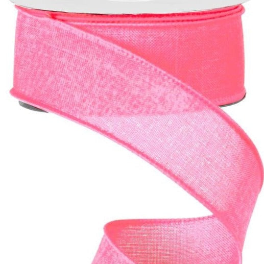 Wired Ribbon * Solid Pink Canvas * 1.5