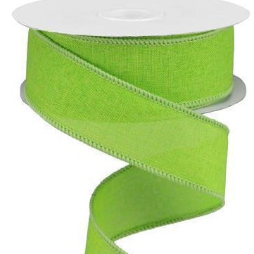 Wired Ribbon * Solid Lime Green Canvas * 1.5" x 10 Yards * RG1278E9
