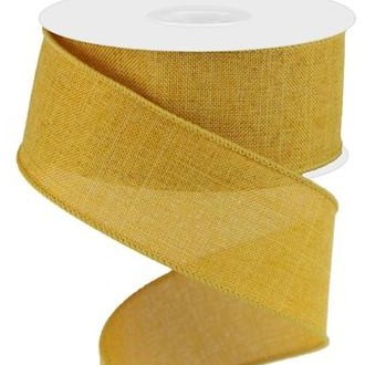 Wired Ribbon * Solid Dark Mustard Canvas * 1.5" x 10 Yards * RG1278F4