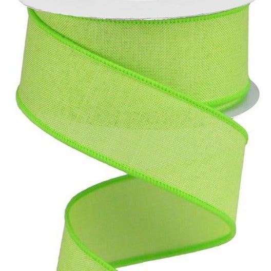 Wired Ribbon * Solid Bright Green Canvas * 1.5" x 10 Yards * RG1278H2