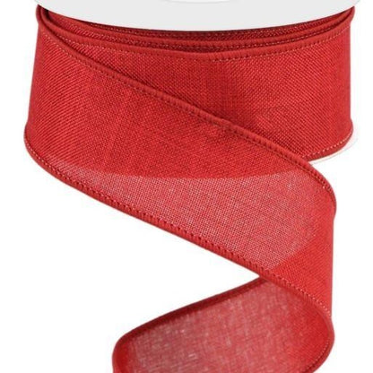 Wired Ribbon * Solid Cranberry Canvas * 1.5" x 10 Yards * RG1278Y6