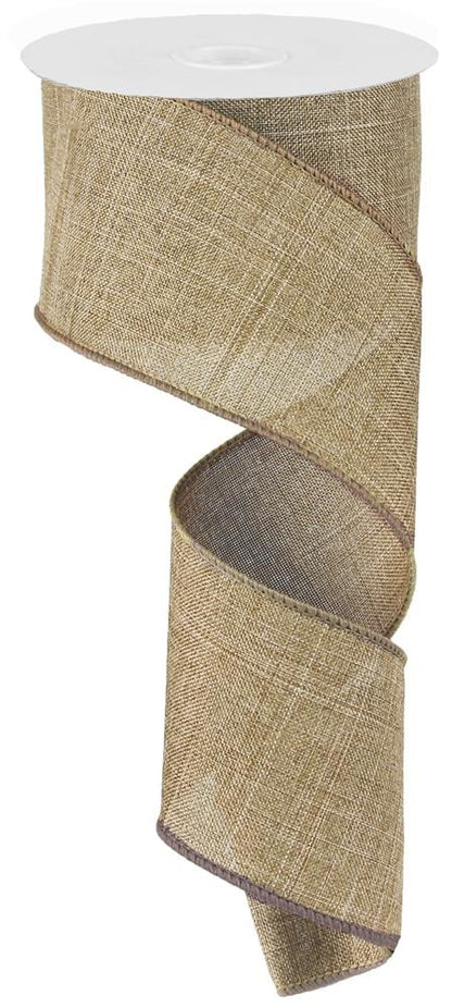 Wired Ribbon * Solid Beige Canvas  * 2.5" x 10 Yards * RG127901