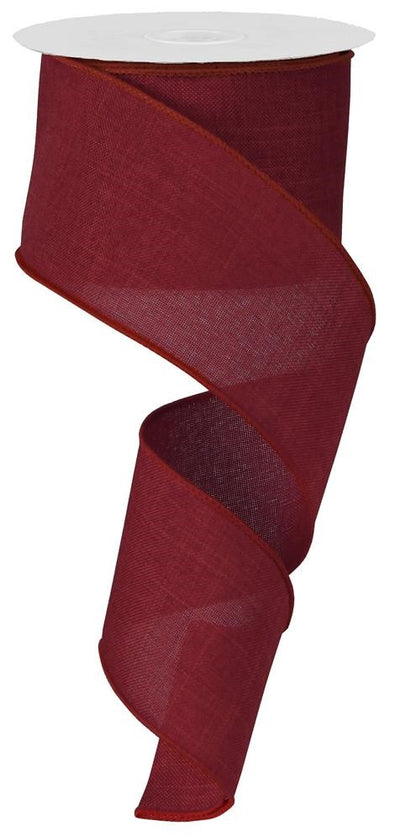 Wired Ribbon * Solid Burgundy Canvas  * 2.5" x 10 Yards * RG127905