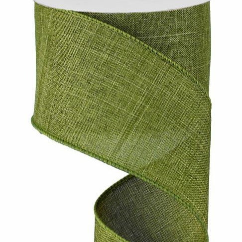 Wired Ribbon * Solid Moss Canvas  * 2.5" x 10 Yards * RG127952