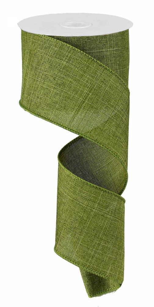 Wired Ribbon * Solid Moss Canvas  * 2.5" x 10 Yards * RG127952