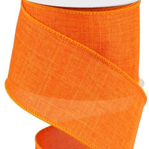 Wired Ribbon * Solid New Orange Canvas  * 2.5" x 10 Yards * RG1279WH