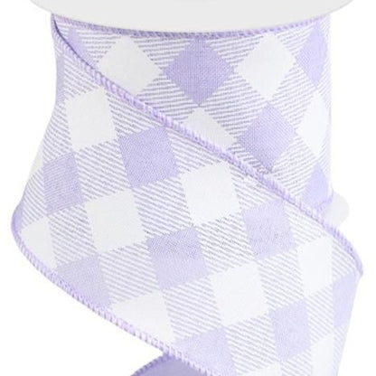 Wired Ribbon * Lt. Lavender and White Diagonal Check * 2.5" x 10 Yards Canvas * RGA1265NR