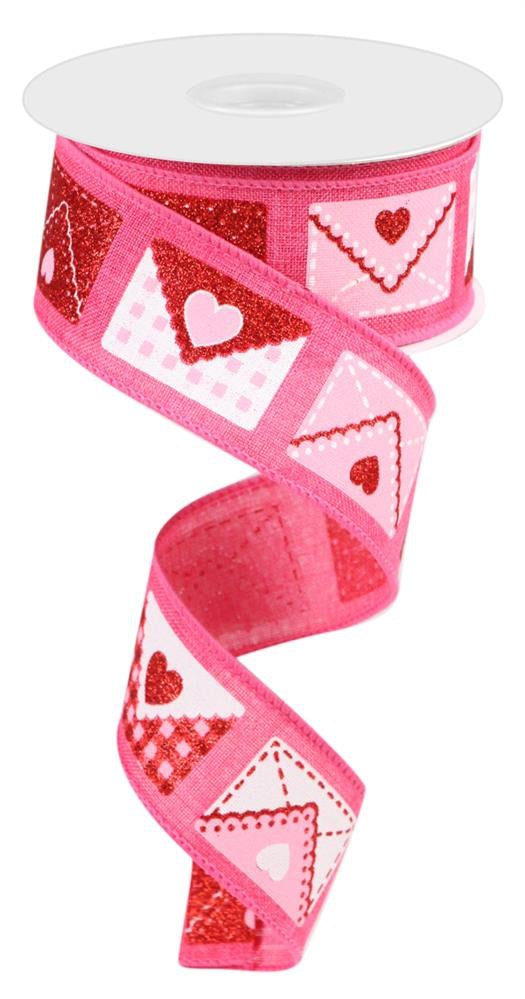 1.5 Valentine Graphics Ribbon: Hot Pink, Pink, Red (10 Yards)