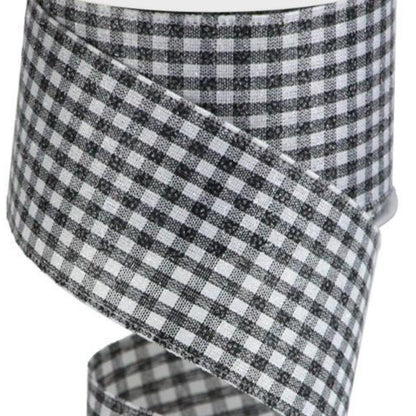 Wired Ribbon * Glitter Gingham * Black and White  * 2.5" x 10 Yards  Canvas * RGA179502