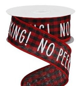 Wired Ribbon * No Peeking on Gingham * Red, Black & White Canvas * 1.5" x 10 Yards * RGB1276MA