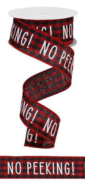 Wired Ribbon * No Peeking on Gingham * Red, Black & White Canvas * 1.5" x 10 Yards * RGB1276MA