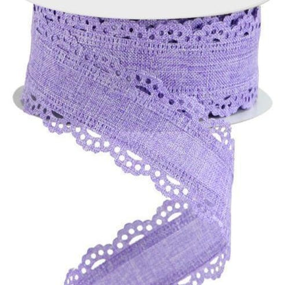 Wired Ribbon * Scalloped Edge * Solid Lavender Canvas * 1.5" x 10 Yards * RGC130213