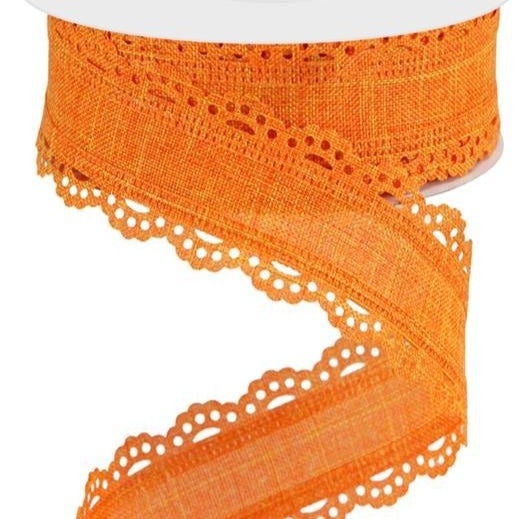 Wired Ribbon * Scalloped Edge * Solid Orange Canvas * 1.5" x 10 Yards * RGC130220