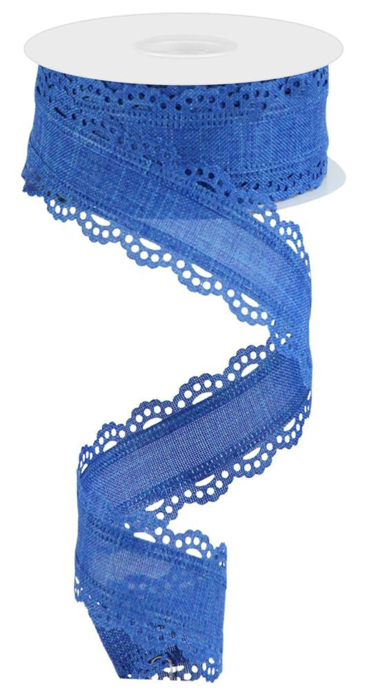 Wired Ribbon * Scalloped Edge * Solid Royal Blue Canvas * 1.5" x 10 Yard * RGC130225