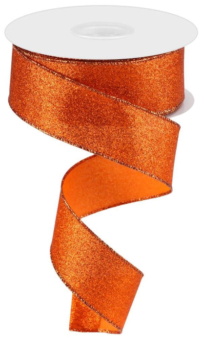 Wired Ribbon * Shimmer Glitter * Orange * 1.5" x 10 Yards Canvas * RGC159620