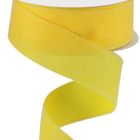 Wired Ribbon * Shimmer Glitter * Yellow * 1.5" x 10 Yards Canvas * RGC159629
