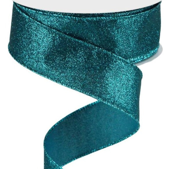 Wired Ribbon * Shimmer Glitter * Teal * 1.5" x 10 Yards Canvas * RGC159634
