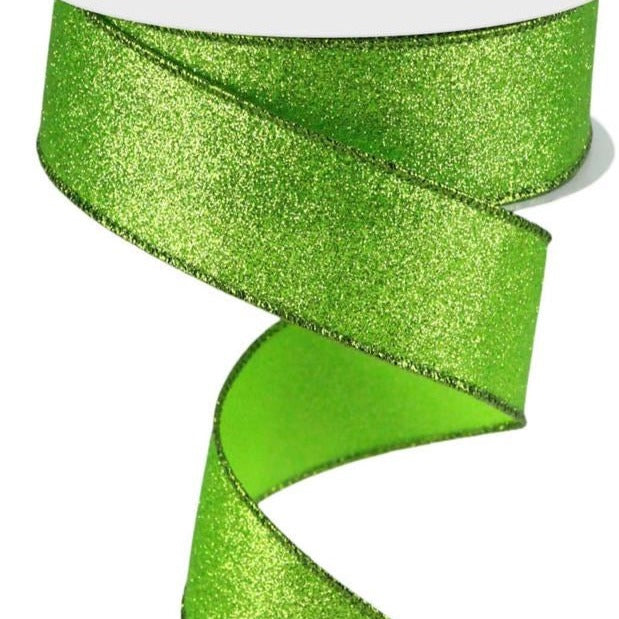 Wired Ribbon * Shimmer Glitter * Lime * 1.5" x 10 Yards Canvas * RGC1596E9