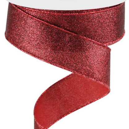 Wired Ribbon * Shimmer Glitter * Cranberry * 1.5" x 10 Yards Canvas * RGC1596Y6