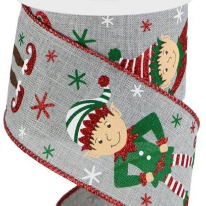 Christmas Wired Ribbon * Elves * 2.5 inches x 10 Yards * RGC176110