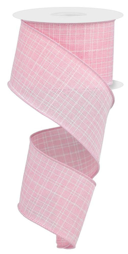 Wired Ribbon * Pink Check * Royal Canvas * 2.5" x 10 Yards * RGE121022