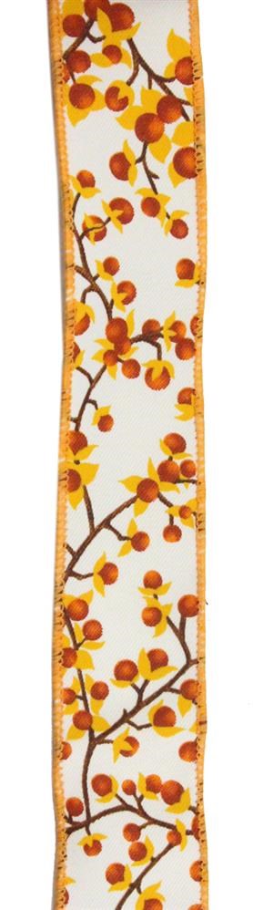 Wired Ribbon * Bittersweet * Ivory, Mustard, Orange, Rust and Brown * 1.5" x 10 Yards * Canvas * RGE135530
