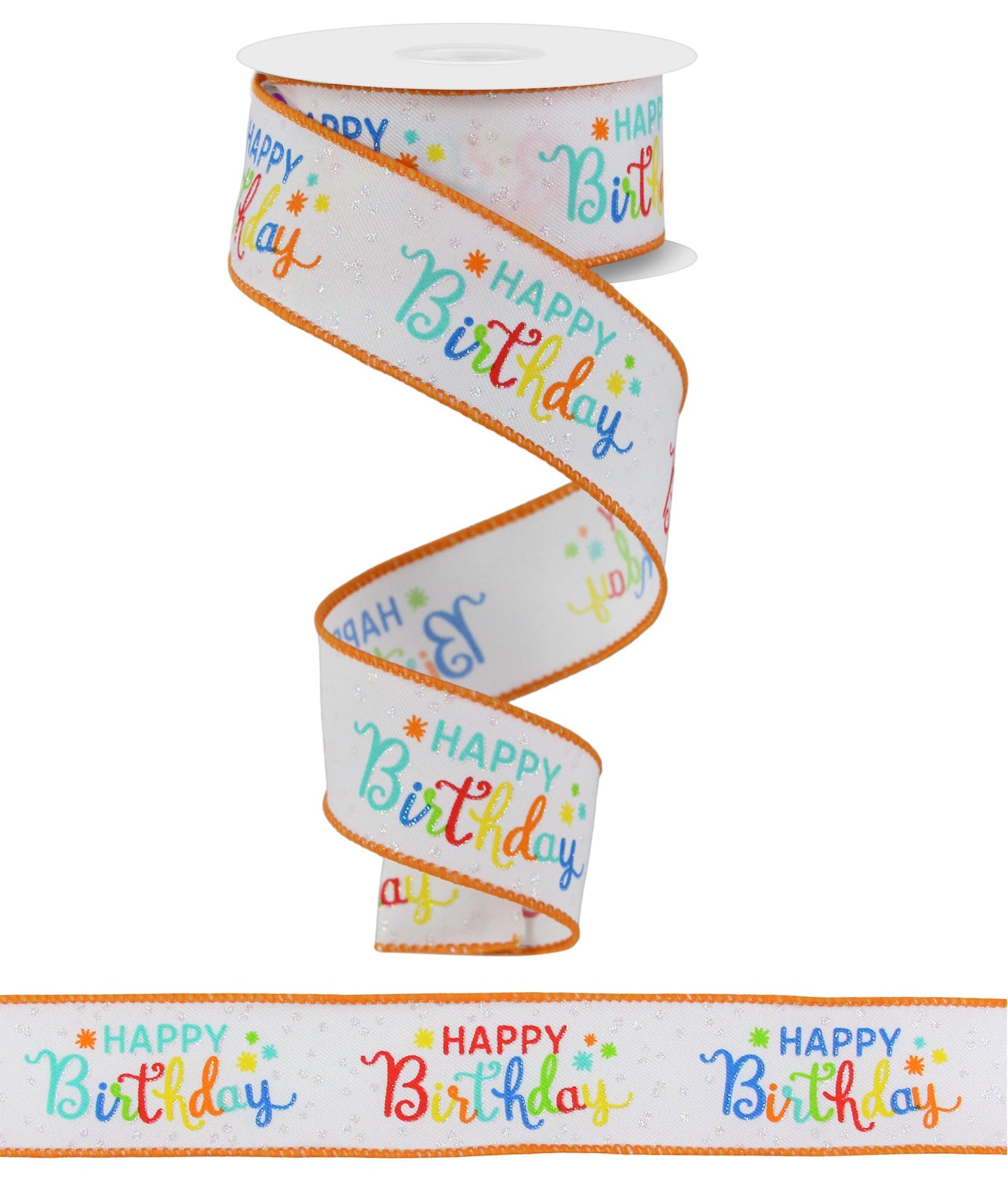 Happy Birthday Ribbon and Confetti · Creative Fabrica