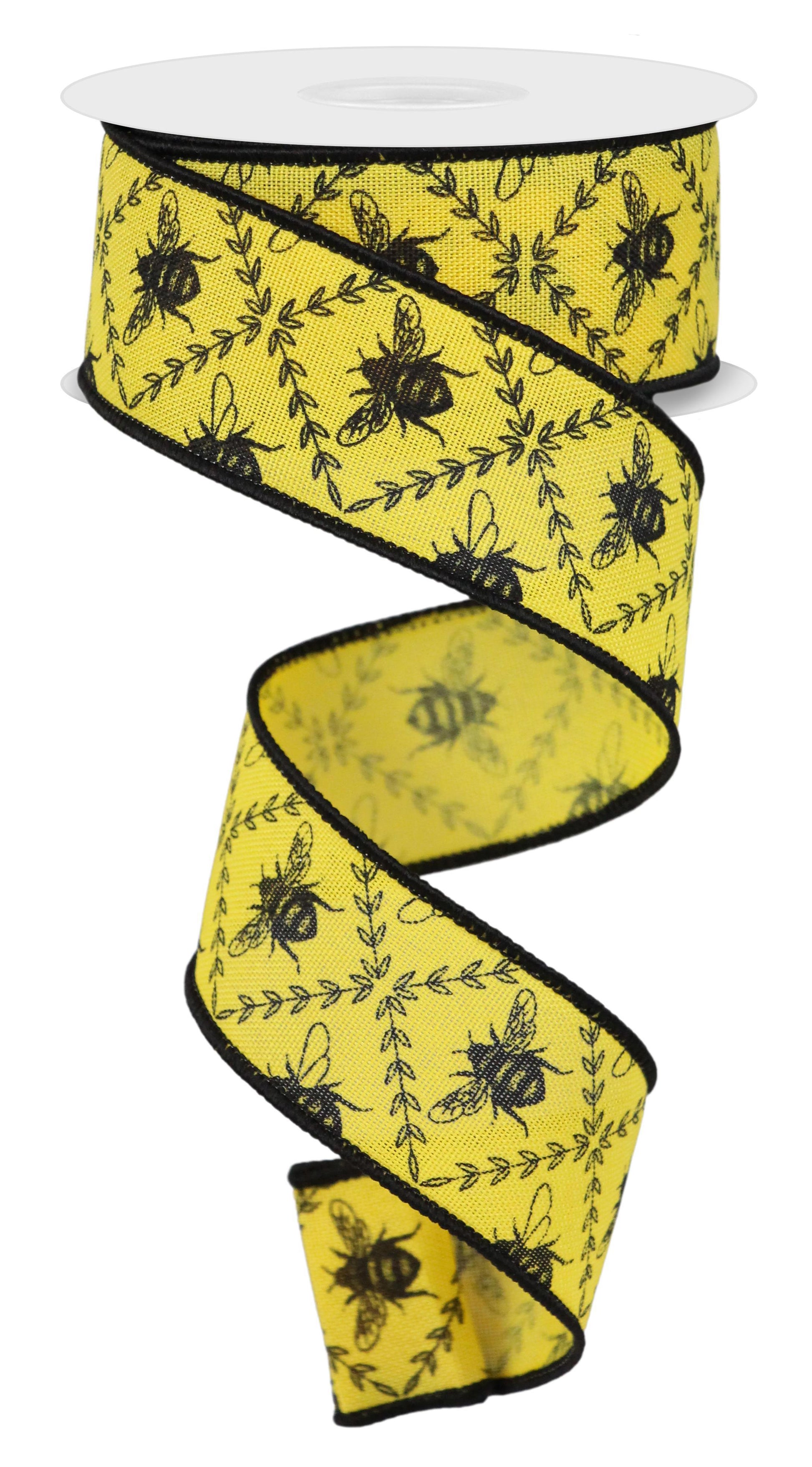 Wired Ribbon * Honey Bee * Yellow and Black Canvas * 2.5 x 10 Yards *  RG0195229